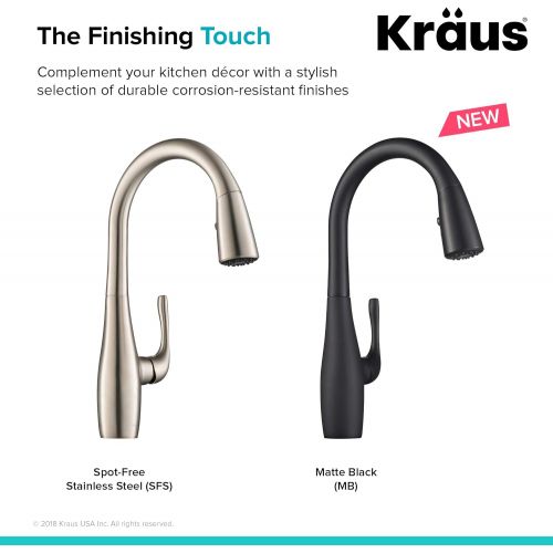  KRAUS KPF-1670MB Esina Dual Function Pull, Faucets for Kitchen Sinks, Single-Handle, Matte Black