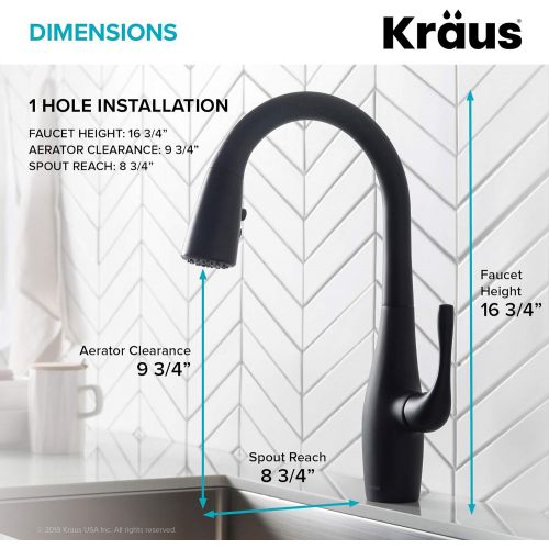  KRAUS KPF-1670MB Esina Dual Function Pull, Faucets for Kitchen Sinks, Single-Handle, Matte Black