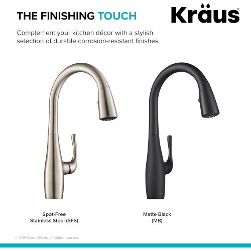  KRAUS KPF-1670MB Esina Dual Function Pull, Faucets for Kitchen Sinks, Single-Handle, Matte Black