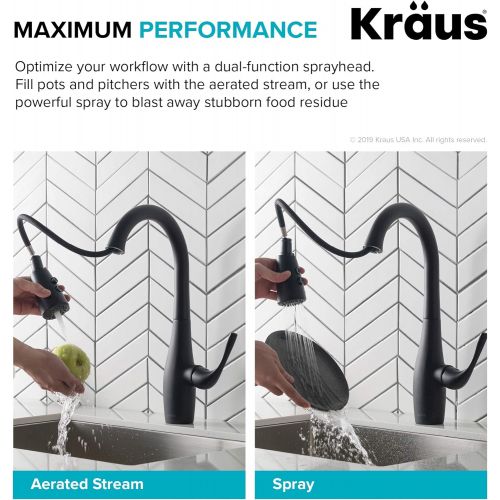  KRAUS KPF-1670MB Esina Dual Function Pull, Faucets for Kitchen Sinks, Single-Handle, Matte Black