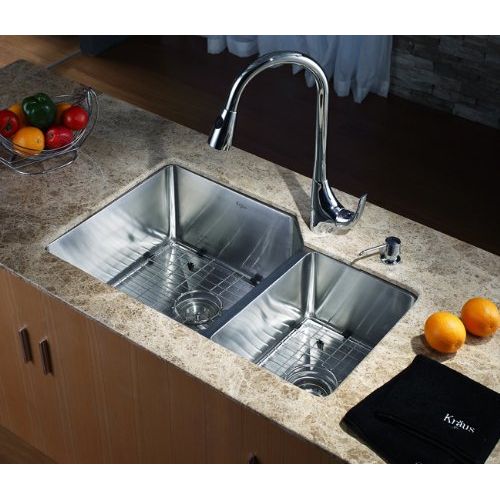  Kraus KPF-1621-KSD-30CH Single Lever Pull Down Kitchen Faucet and Soap Dispenser Chrome