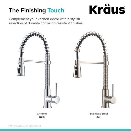  Kraus Single Lever Pull Down Kitchen Faucet in Stainless Steel