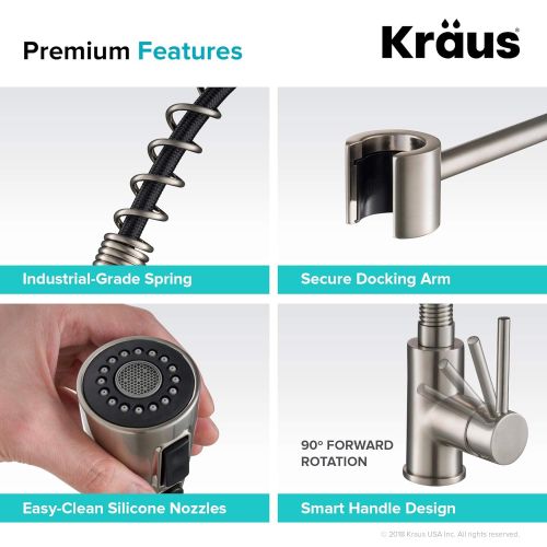  Kraus Single Lever Pull Down Kitchen Faucet in Stainless Steel