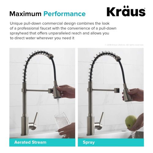  Kraus Single Lever Pull Down Kitchen Faucet in Stainless Steel