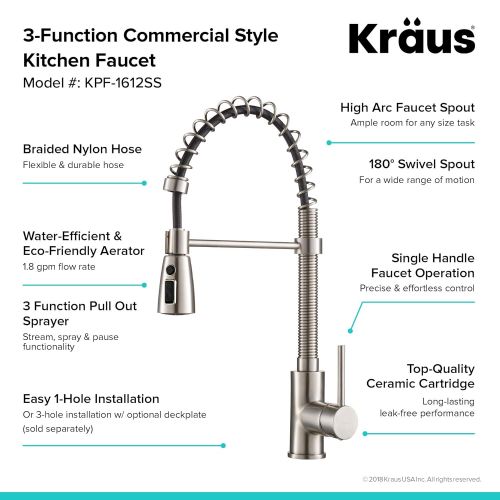  Kraus Single Lever Pull Down Kitchen Faucet in Stainless Steel