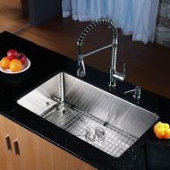 Kraus KHU100-30-KPF1612-KSD30CH 30 inch Undermount Single Bowl Stainless Steel Kitchen Sink with Chrome Kitchen Faucet and Soap Dispenser