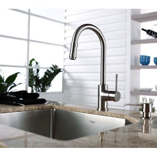  Kraus KPF-1622-KSD-30CH Single Lever Pull Down Kitchen Faucet and Soap Dispenser Chrome