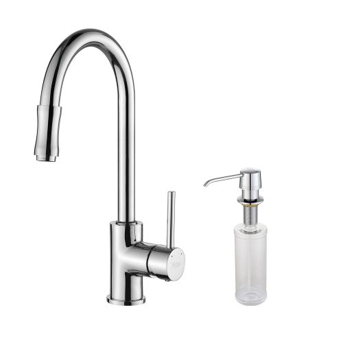  Kraus KPF-1622-KSD-30CH Single Lever Pull Down Kitchen Faucet and Soap Dispenser Chrome