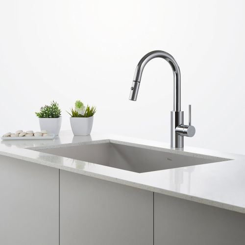  Kraus KPF-2620-2600-41CH Modern Oletto Pull Down Kitchen Faucet with Bar/Prep, SD