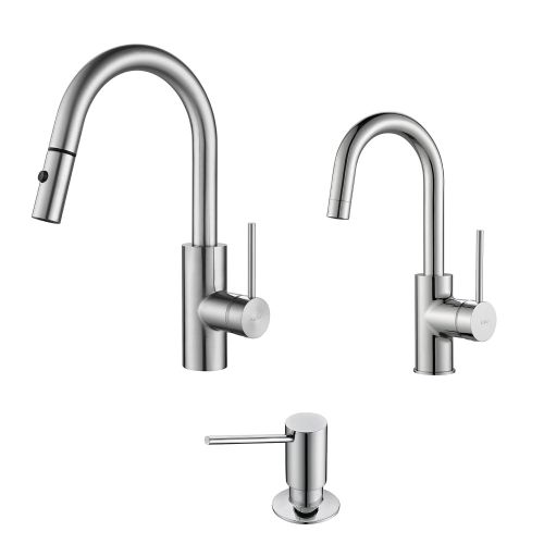  Kraus KPF-2620-2600-41CH Modern Oletto Pull Down Kitchen Faucet with Bar/Prep, SD