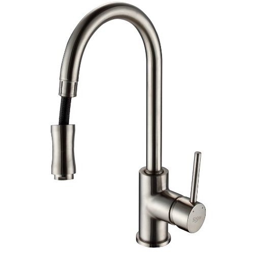  Kraus Single Lever Pull Down Kitchen Faucet and Soap Dispenser Satin Nickel