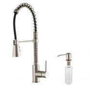 Kraus Single Lever Pull Down Kitchen Faucet Stainless Steel Finish and Soap Dispenser