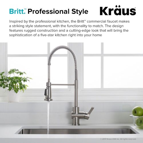  Kraus Britt Spot Free Stainless Pre-Rinse/Commercial Kitchen Faucet with Dual Function Sprayhead in all-Brite Finish, KPF-1690SFS