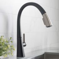 Kraus KRAUS Nolen Spot Free Finish Dual Function Pull-Down Kitchen Faucet, Stainless Steel/Matte Black, KPF-1673SFSMB