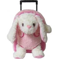 Kreative Kids Adorable Pink Bunny Rolling Backpack w/Shiny Eyes, Removable Stuffie & Wheels