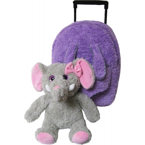  Kreative Kids Elephant Rolling Backpack w/Shiny Eyes, Removable Stuffie & Wheels