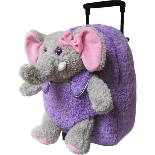  Kreative Kids Elephant Rolling Backpack w/Shiny Eyes, Removable Stuffie & Wheels