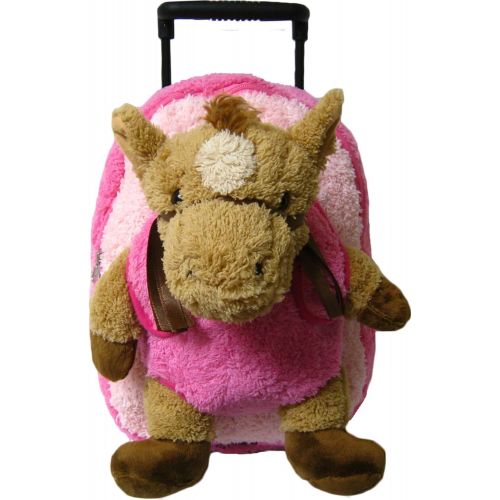  Kreative Kids Pink Horse Kids Plush Animal Roller Backpack