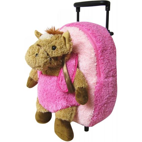  Kreative Kids Pink Horse Kids Plush Animal Roller Backpack