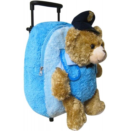  Kreative Kids Police Chief Bear Plush Rolling Backpack w/Removable Animal & Wheels