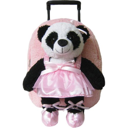  Kreative Kids Pink Ballet Panda Rolling Backpack w/Removable Stuffie & Wheels