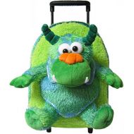 Kreative Kids Plush Rolling Backpack Monster, Green