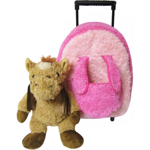  Kreative Kids Pink Horse Kids Plush Animal Roller Backpack