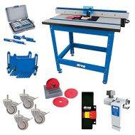 Kreg PRS1045 (KRS1035, PRS1025, PRS1015) Router Table with PRS3090 Caster, PRS3020 True-Flex, PRS3100 Router Table Switch, PRS3400 Set-Up Bars, and KRS7850 Router Table Stop