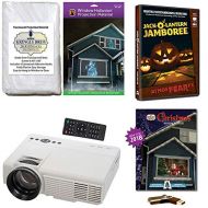 AtmosFearFx Christmas and Halloween Digital Decoration Kit Includes 1200 Lumen Projector, Hollusion (W) + Kringle Bros Rear Projection Screens, Christmas Compilation (USB) & Jack-O