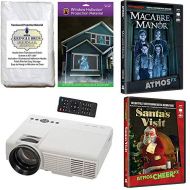 Kringle Bros AtmosFearFx Christmas and Halloween Digital Decoration Kit Includes 800 x 480 Resolution Projector, Hollusion (W) + Reaper Bros Rear Projection Screens, Santas Visit and Macabre Ma