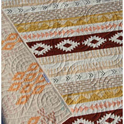  Kristin Blandford Designs Aztec Crib Bedding, Arizona Baby Blanket, Southwest, Crib Quilt, Handmade, Baby Gift, Nursery Decor, Toddler, Brown Gold Tan, Boy or Girl