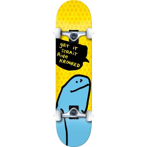  Krooked Skateboards O Geez Shmoo Yellow/Blue Complete Skateboard - 7.75 x 31.6