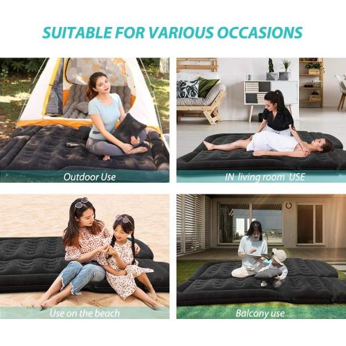  Kropm Car Inflatable Mattress with Pump, Portable SUV Air Bed for Camping, Home, Travel, Hiking, Full Size Blow Up Sleeping Pad with 2 Pillows, Extended Back Seat Airbed for Truck, RV, U