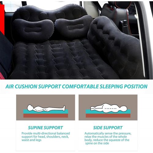  Kropm Inflatable Car Air Mattress for Camping, Travel, Portable SUV Back Seat Bed with Pump, Pillows, Car Sleeping Pad for Truck, Vacation, Blow-Up Flitaing Bed, Floating Bed, Thickened