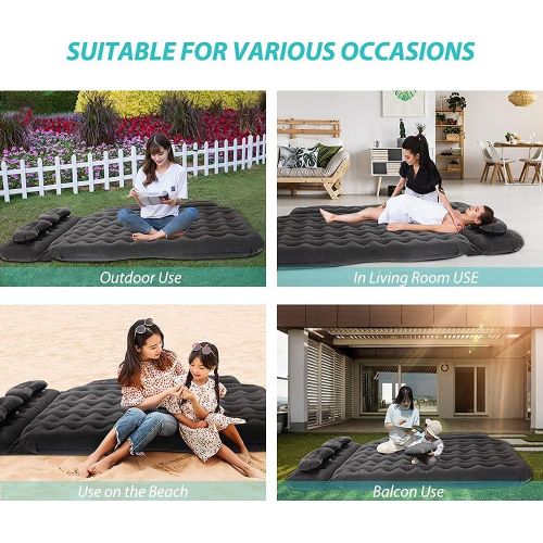  Kropm Inflatable Car Air Mattress for Camping, Travel, Portable SUV Back Seat Bed with Pump, Pillows, Car Sleeping Pad for Truck, Vacation, Blow-Up Flitaing Bed, Floating Bed, Thickened