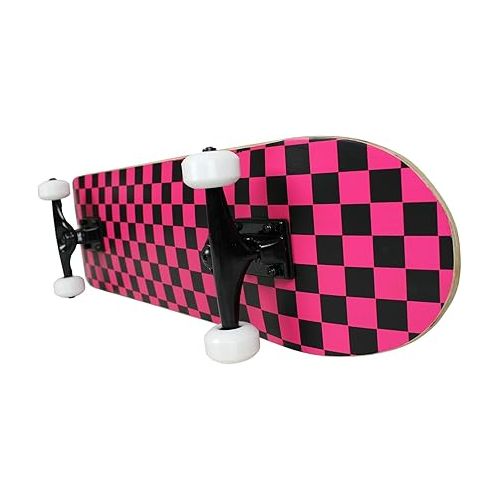  Krown Rookie Checker Skateboard - Pro Style Quality - Maple 7-Ply Deck, Aluminum Trucks, Urethane Wheels, Precision Bearings - The Perfect Beginners First Board