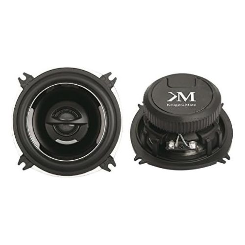  Krueger&Matz KM402T11 2 Way 80W Car Speaker with Safety Grille Cable Storage Mounting Accessories 2 Pack 4 Black