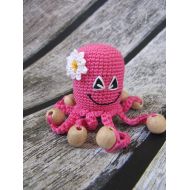 Etsy Handmade Baby gift Octopus Rattle Toy grasping toy baby shower gift girl sensory toy baby shower gift toys nursery crochet teething rattles