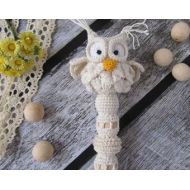 KrugerShop owl rattle baby safe toy cotton crochet baby toy rattle teething toy baby rattle gender neutral gift new baby toys for newborns