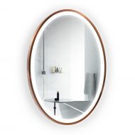 Krugg LED 24 Inch x 36 Inch Lighted Oval Satin Copper Frame Mirror