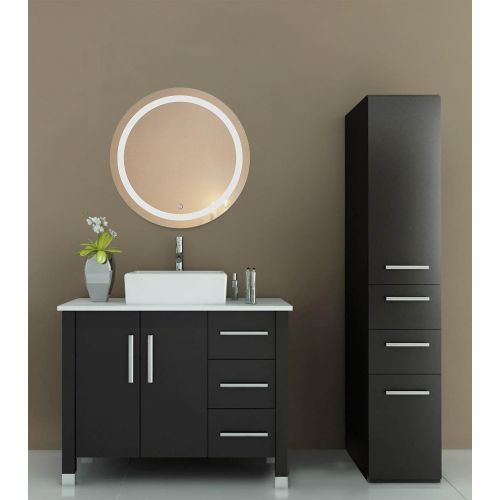  Krugg Round 24 Inch LED Bathroom Mirror | Lighted Vanity Mirror Includes Defogger & Dimmer