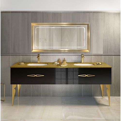  Krugg LED Lighted 60 Inch x 30 Inch Bathroom Gold Frame Mirror w/Defogger