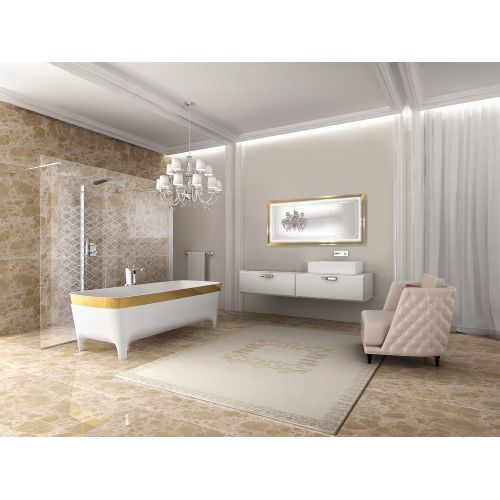  Krugg LED Lighted 60 Inch x 30 Inch Bathroom Gold Frame Mirror w/Defogger