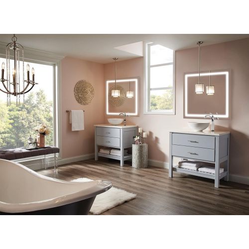  Krugg LED Bathroom Mirror 36 Inch X 36 Inch | Lighted Vanity Mirror Includes Defogger & Dimmer |