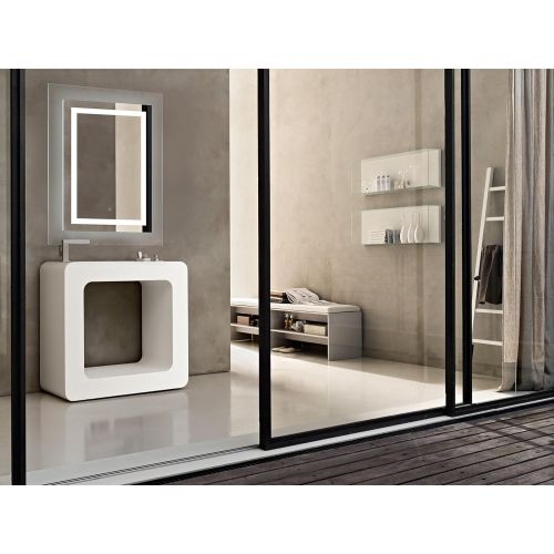  Krugg LED Lighted 42 Inch x 30 Inch Bathroom Mirror with Glass Frame | Horizontal or Vertical Installation | + Defogger