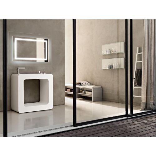  Krugg LED Lighted 42 Inch x 30 Inch Bathroom Mirror with Glass Frame | Horizontal or Vertical Installation | + Defogger