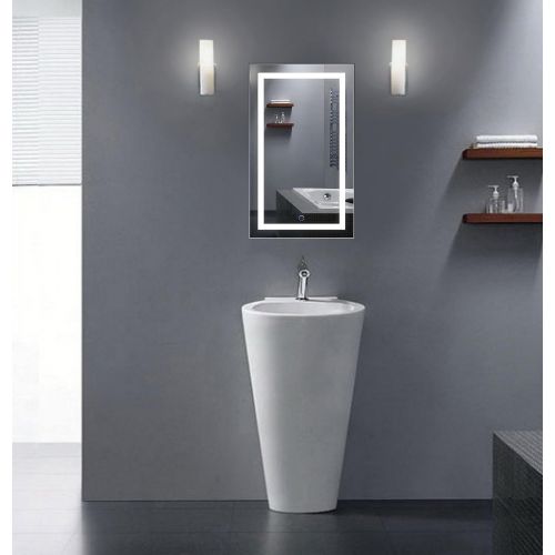  Krugg LED Bathroom Mirror 18 Inch X 30 Inch | Lighted Vanity Mirror Includes Dimmer and Defogger | Wall Mount Vertical or Horizontal Installation |