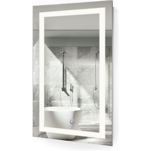  Krugg LED Bathroom Mirror 18 Inch X 30 Inch | Lighted Vanity Mirror Includes Dimmer and Defogger | Wall Mount Vertical or Horizontal Installation |