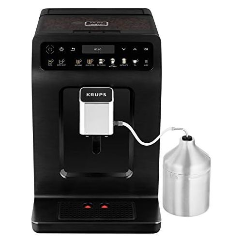  Krups EA8948 Evidence Plus Kaffeevollautomat (automatische Reinigung, 2-Tassen-Funktion, OLED-Display, 15 bar, Espresso-Kaffee-Maschine, Kaffeeautomat) chrome