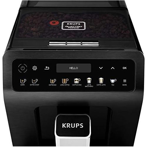  Krups EA8948 Evidence Plus Kaffeevollautomat (automatische Reinigung, 2-Tassen-Funktion, OLED-Display, 15 bar, Espresso-Kaffee-Maschine, Kaffeeautomat) chrome